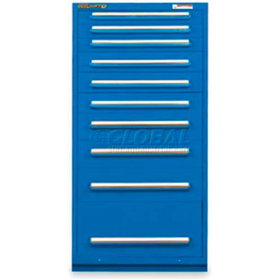 Equipto 30"W Modular Cabinet 10 Drawers w/Dividers, 59"H, Keyed Alike Lock-Textured Regal Blue