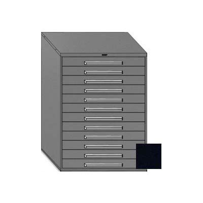 Equipto 45"W Modular Cabinet 12 Drawers No Divider, 59"H & Lock-Textured Black