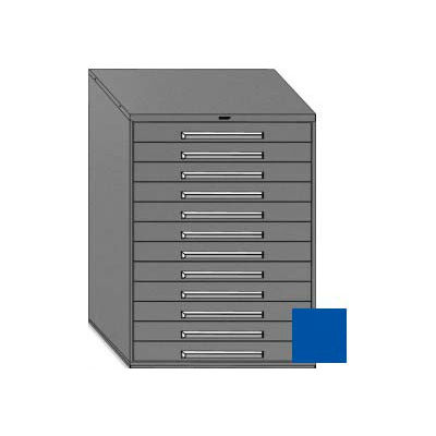Equipto 45"W Modular Cabinet 12 Drawers w/Dividers, 59"H & Lock-Textured Regal Blue