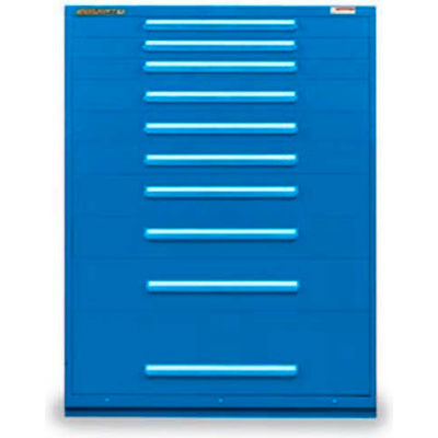 Equipto 45"W Modular Cabinet 10 Drawers No Divider, 59"H, Keyed Alike Lock-Textured Regal Blue