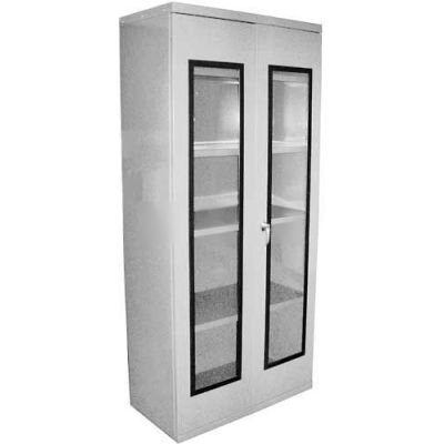 Equipto Quick View Cabinet 30 x 12 x 26, Assembled - Textured Dove Gray