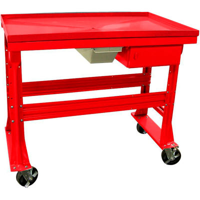 Equipto Teardown Bench, Fluid Container, Drawer, 48"W x 30"D, Red