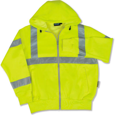 Aware Wear® ANSI Class 3 Hooded, Zipper Sweatshirt, 61530 - Lime, Size 4XL