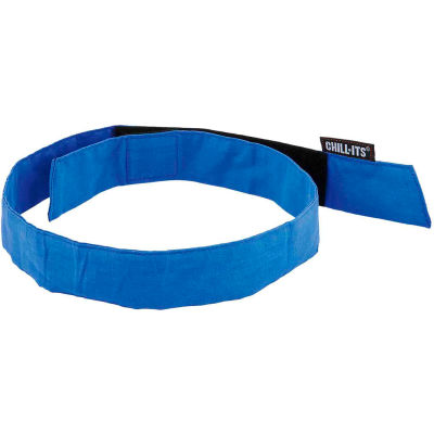 Ergodyne® Chill-Its® 6705 Evaporative Cooling Bandana, H & L, Solid Blue, One Size - Pkg Qty 24