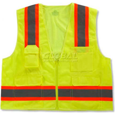 Ergodyne® GloWear® 8248Z Class 2 Two-Tone Surveyors Vest - Lime, 24075