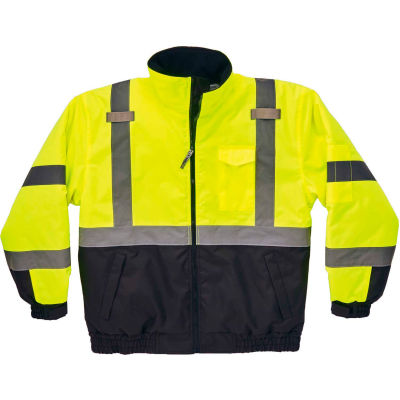 Ergodyne®GloWear® 8377 Type R Class 3 Quilted Bomber Jacket, Lime, 3XL, 25627
