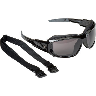 Ergodyne® Skullerz® Loki Safety Glasses/Goggles W/Fog-Off, Smoke AF Lens, Black Frame