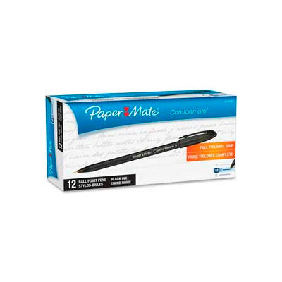 Paper Mate® ComfortMate Ballpoint Stick Pen, Medium, Black Ink, Dozen