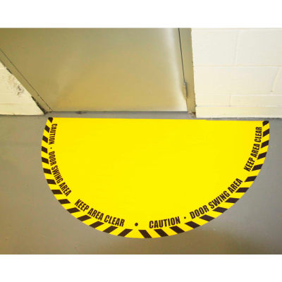 DuraStripe® Full 180° Door Swing Sign, Black on Yellow, 34" x 68"