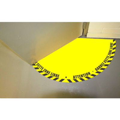 DuraStripe® Half 90° Door Swing Sign, Black on Yellow, 34" x 34"