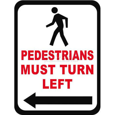Durastripe 36"X27" Rectangle - Pedestrians Must Turn Left