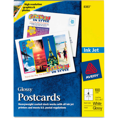Avery® Photo-Quality Glossy Postcards for Inkjet Printers 8383, 4" x 6 ...