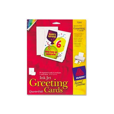 Avery® Quarter-Fold Greeting Card, 4-1/4" x 5-1/2", Matte, White, 20 Sheets/Pack