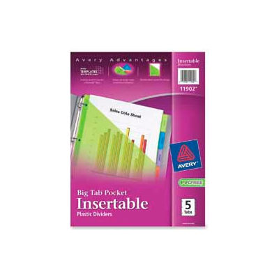 Avery Big Tab Insertable Plastic Dividers with Pockets 5 ea Pack of 7