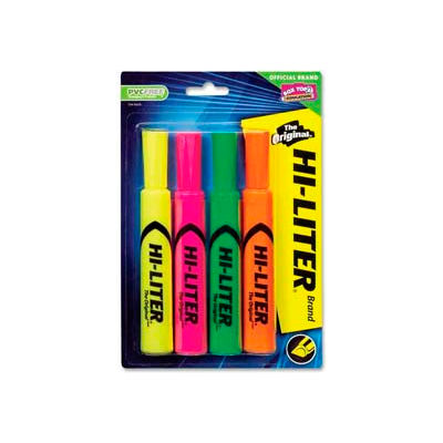 Avery® Hi-Liter Desk Style Highlighter / Chisel Tip / Yellow / Pink / Green / Orange / 4 / Pack