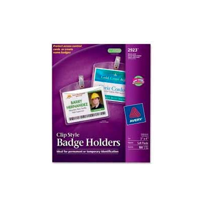 Avery® Clip Style Photo ID Badge Holders, Horizontal, 3" x 4", 100/Box