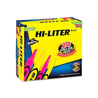 Avery® Hi-Liter Desk Style Highlighter Value Pack, Chisel Tip, Yellow/Pink, 24/Pack