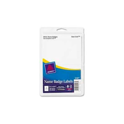 Avery® Name Badge Labels, 2-11/32" x 3-3/8", White, 100 Labels/Pack