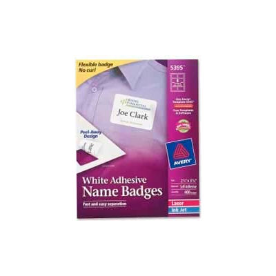 Avery® Adhesive Name Badge Labels, 2-1/3" x 3-3/8", White, 400/Box