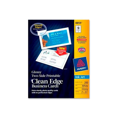 Avery® Two-Side Printable Inkjet Business Card, 2" x 3-1/2", Glossy, White, 200 Cards/Pack