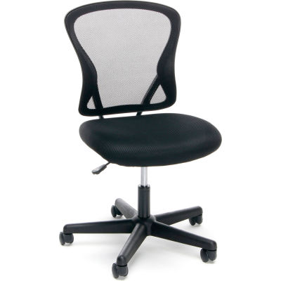 Essentials by OFM ESS-3010 Swivel Mesh Back Armless Task Chair, Mid Back, Black