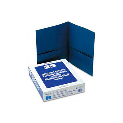 Twin Pocket Leatherette-Grained Portfolios, Royal Blue, 25/Box