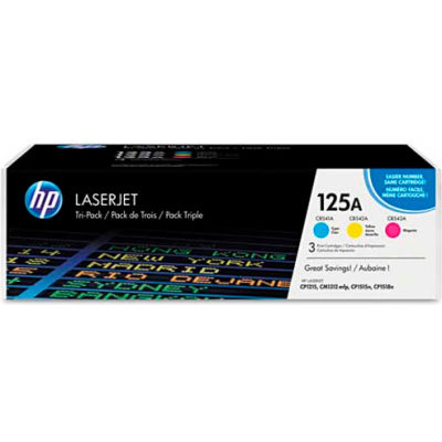 HP® HP 125A, (CE259A) 3-pack Cyan/Yellow/Magenta Original LaserJet Toner Cartridges