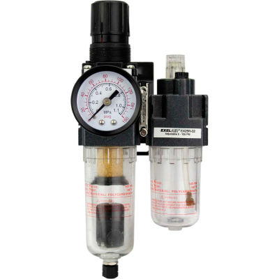 Exelair EX25PBL40A-02P Mini Filter/Regulator/Lubricator Poly. Bowl 1/4" NPT 145 PSI 40 Micron