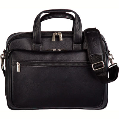 Bugatti EXB507 Synthetic Leather Executive Briefcase, 15.6" Computer Case Black