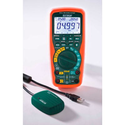 Extech EX540-NIST Wireless True RMS Industrial MultiMeter/Datalogger, Orange/Green NIST Certified