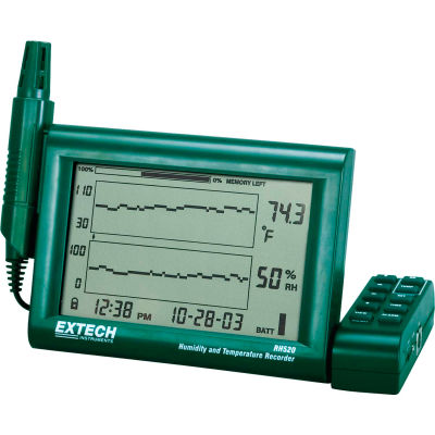 Extech RH520A Humidity+Temperature Chart Recorder W/Detachable Probe, Green, Universal AC