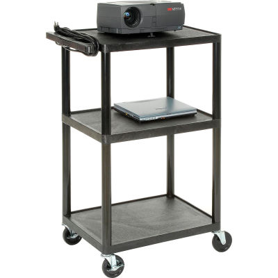 Plastic Audio Visual & Instrument Cart 24 x 18 x 42 Three Shelves - 250lb capacity
