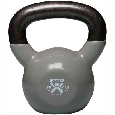 CanDo® Vinyl-Coated Cast Iron Kettlebell, 25 lb., Silver