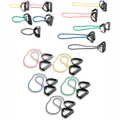 CanDo® Exercise Tubing with Handles, Full Body Set -18", 36", 48"), 5 Color Set