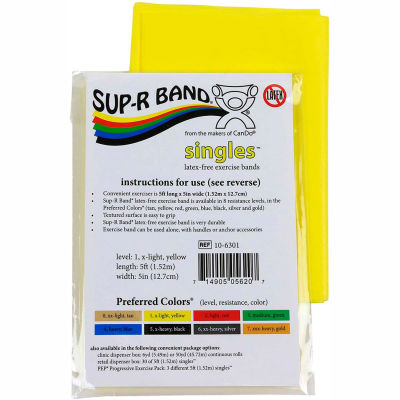 Sup-R Band® Latex Free Exercise Band, 5' Strip, Yellow, 1/PK