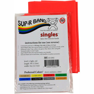 Sup-R Band® Latex Free Exercise Band, 5' Strip, Red, 1/PK