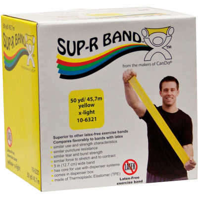 Sup-R Band® Latex Free Exercise Band, Yellow, 50 Yard Roll/Box