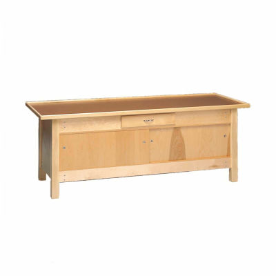 Wooden Treatment Table with Enclosed Cabinet, Drawer and Sliding Doors, 78"L x 30"W x 30"H