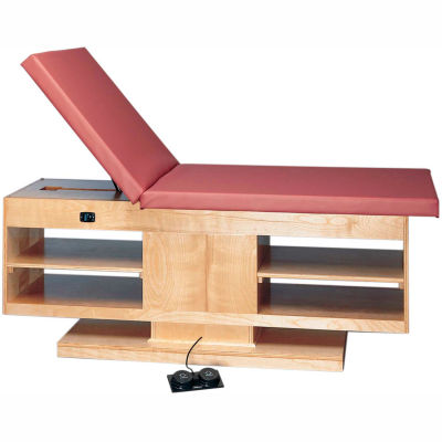 Electric Hi-Low Upholstered Treatment Table with Adjustable Back & Shelves, 78"L x 30"W x 27" - 39"H