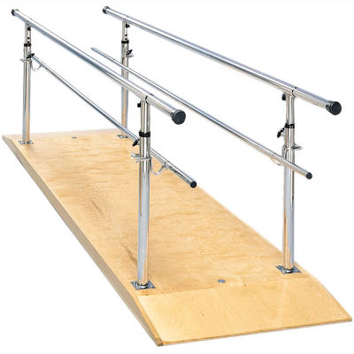 Wood Platform Mounted Parallel Bars, Height Adjustable, 10' L