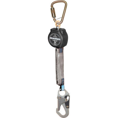 FallTech® 72706SB1 DuraTech 6' Mini SRD Single-Leg, Steel Carabiner & Steel Snap Hook