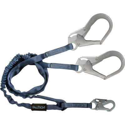 FallTech® 8259Y3 Internal 6' Shock Absorbing Lanyard, with 1 Snap Hook and 2 Rebar Hooks