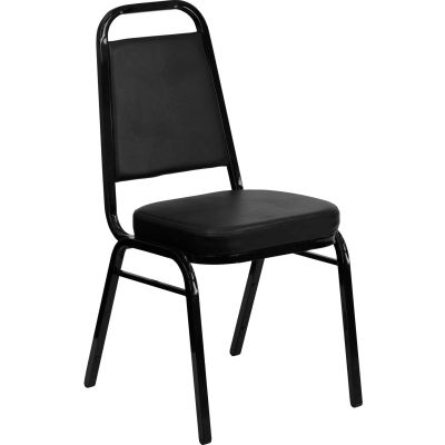 Flash Furniture Banquet Stacking Chair - Vinyl - 2-1/2" Seat Cushion - Black - Pkg Qty 4