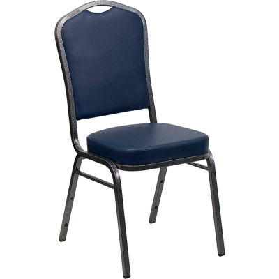 Flash Furniture Banquet Stacking Chair - Vinyl 2-1/2" Seat Cushion - Navy - Hercules Series - Pkg Qty 4
