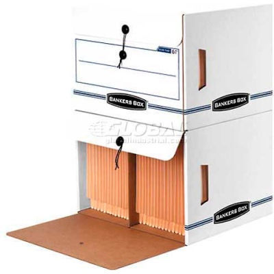 Fellowes 00061 Side-Tab™ Drop-Front, Letter Box, 16"L x 14"W x 11-1/4"H, White/Blue - Pkg Qty 12