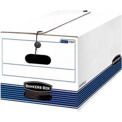 Fellowes Stor/File Legal Boxes w/ String & Button Closure, 24"L x 15"W x 10"H, White & Blue - Pkg Qty 12