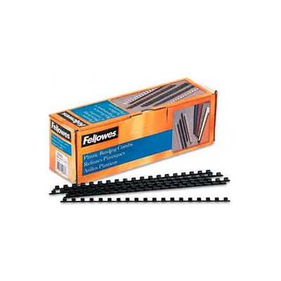 Fellowes® Plastic Combs - Round Back, 1/4", 20 Sheets, Black, 100/Pk - Pkg Qty 30