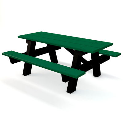Global Industrial™ 6 ft. Recycled Plastic A-Frame Rectangular Picnic Table - Green