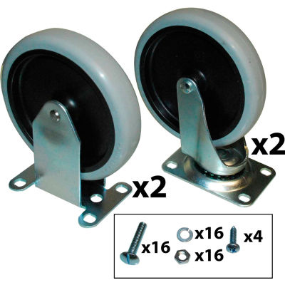 Rubbermaid® 5" Swivel/Rigid Plate Caster Kit with Hardware
