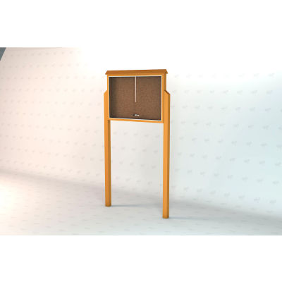 Frog Furnishings Large Message Center, Recycled Plastic, Two Sides, Two Posts, Cedar, 51"W x 36"H